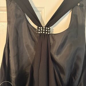 Elegant Black Halter Dress with Pearl Detail